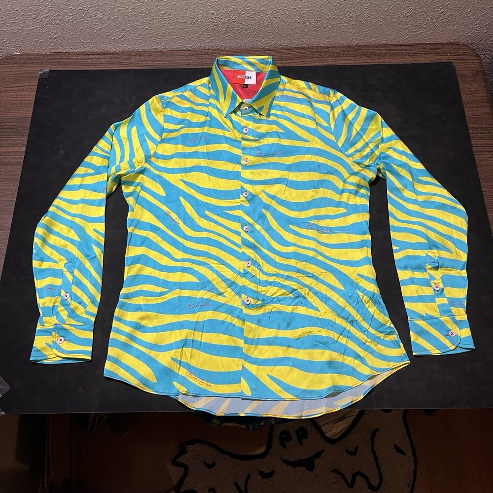 Bruce Glen Psychedelic 60s Silk Button Up Shirt Colorful Women Large Disco 1970s